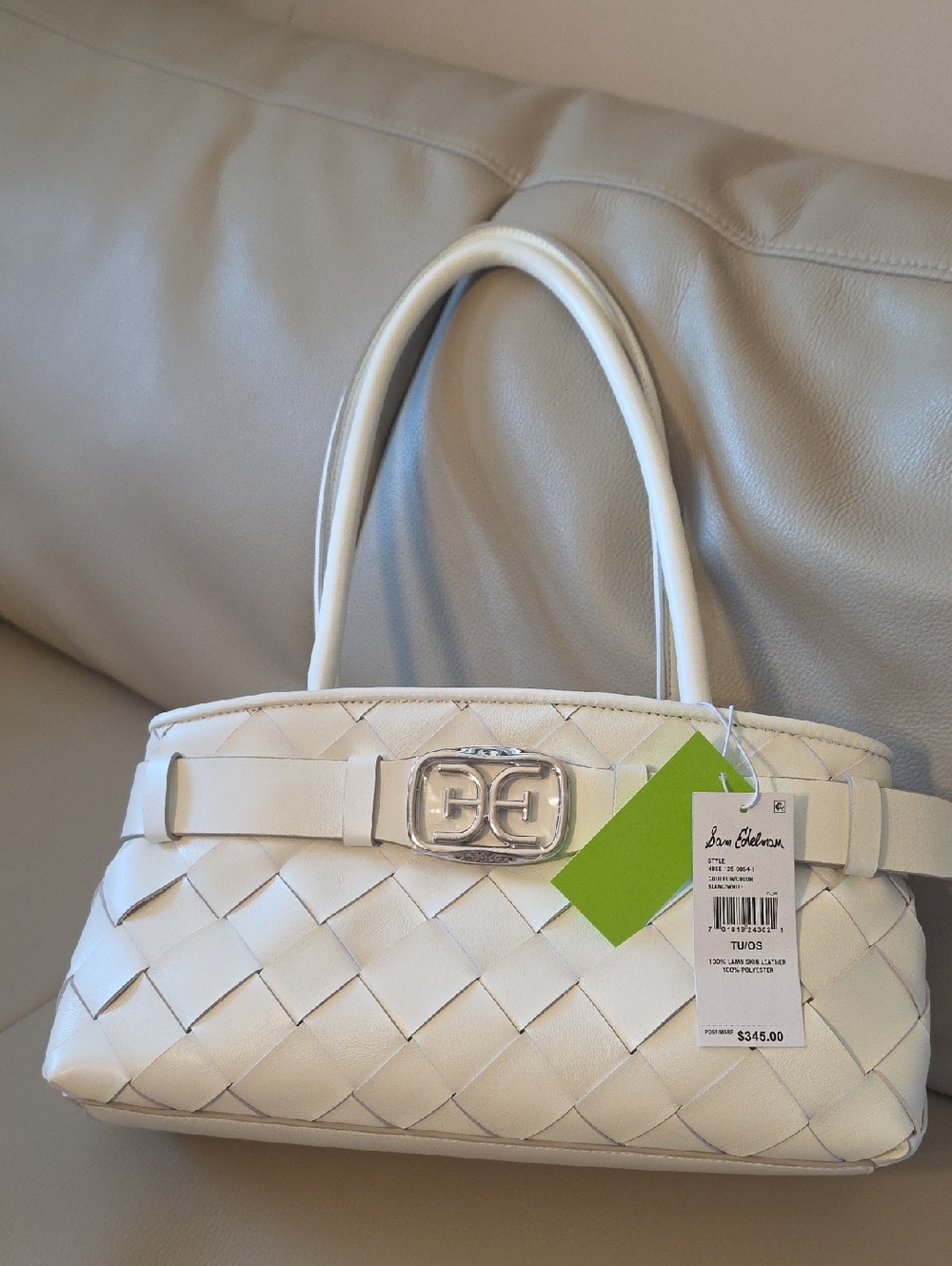 Sam Edelman Cleo Woven Satchel Bag, s/ bag, 100% Lamb Skin Leather. NWT W/detail